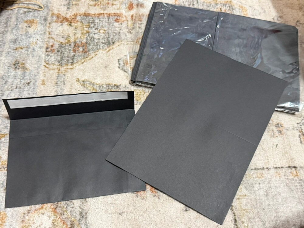 Black Blank Note Cards and Envelopes Set